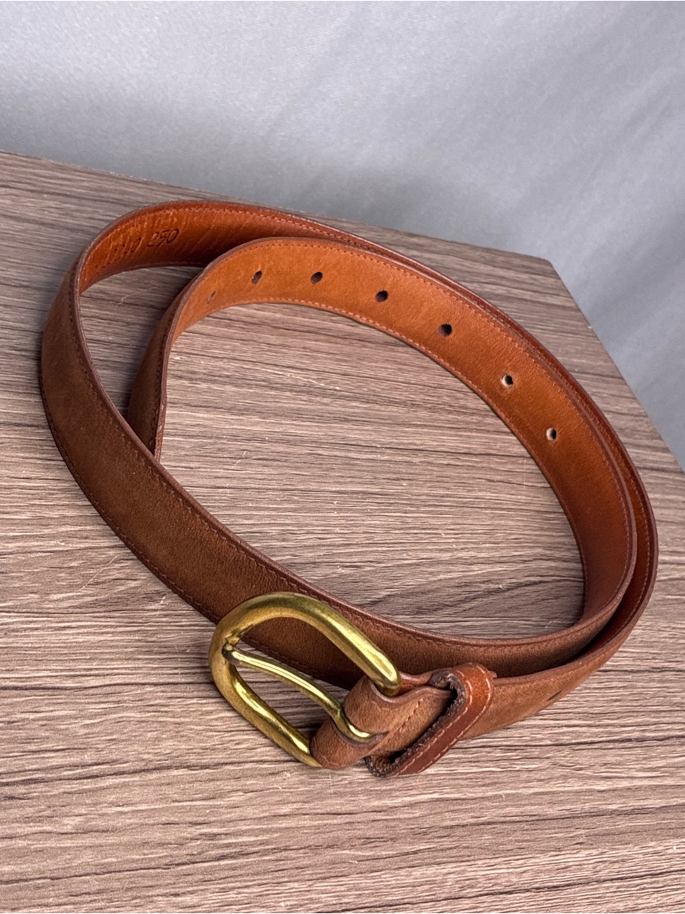 Vintage Polo Ralph Lauren Classic Brown Leather Belt with Brass Buckle size 34